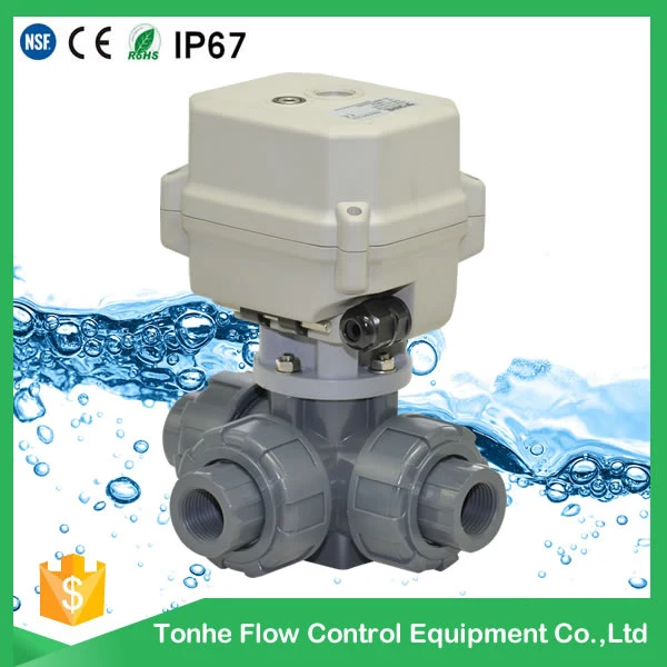 3 Way 2&prime;&prime; PVC Double Union Motorized Electric Control Ball Valve