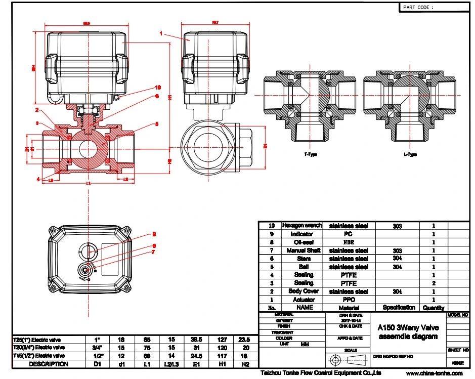 3 Way 2&prime;&prime; PVC Double Union Motorized Electric Control Ball Valve